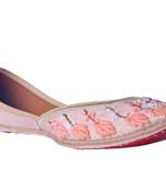 Hand Embroidered  Pink slip on  Juttis