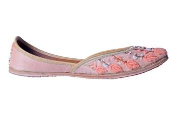 Hand Embroidered  Pink slip on  Juttis 2