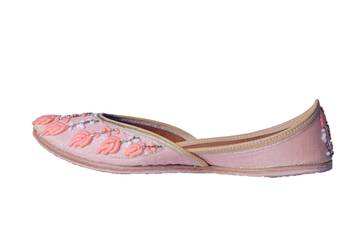 Hand Embroidered  Pink slip on  Juttis 3