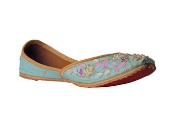 Embroidered turquoise slip on  Juttis 1