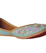 Embroidered turquoise slip on  Juttis