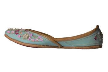 Embroidered turquoise slip on  Juttis 2
