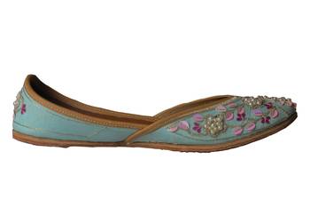 Embroidered turquoise slip on  Juttis 3