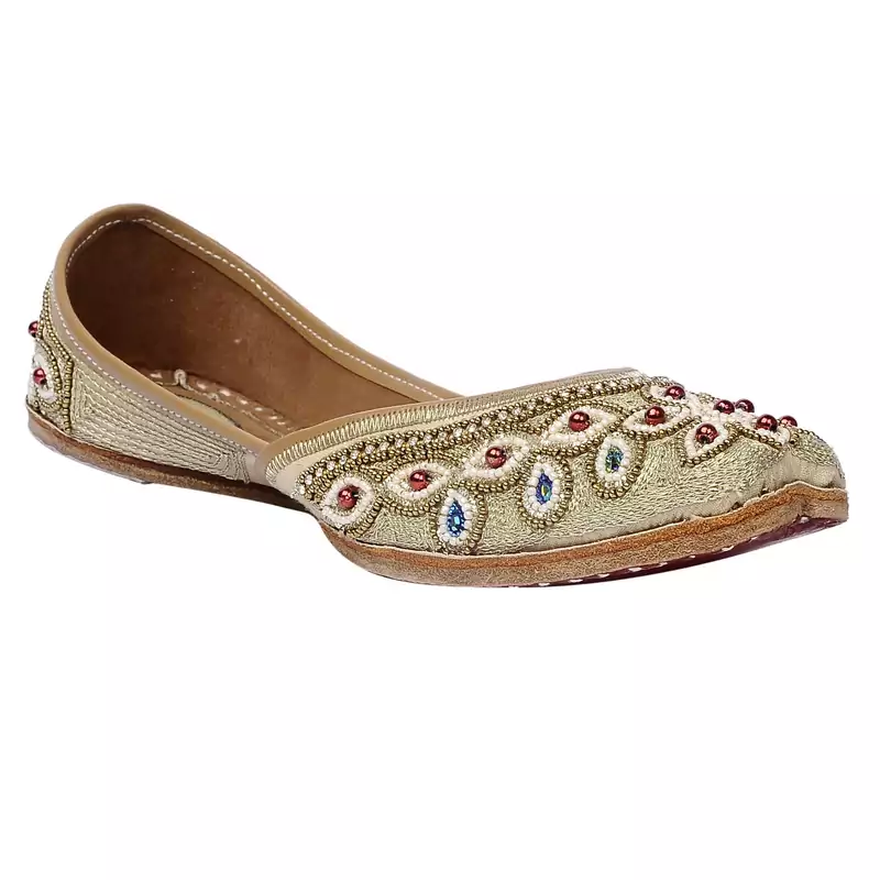 Women Synthetic Gold juties