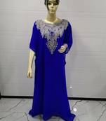 Blue Embroidered Georgette Islamic Kaftans