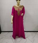 Pink Embroidered Georgette Islamic Kaftans
