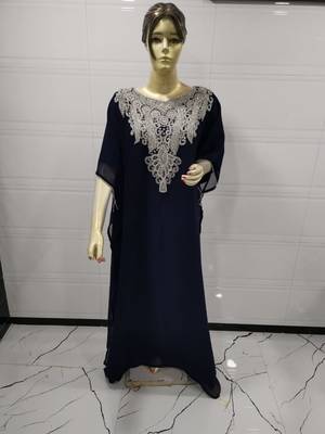 Black Embroidered Georgette Islamic Kaftans 1