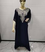 Black Embroidered Georgette Islamic Kaftans