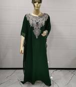 Green Embroidered Georgette Islamic Kaftans