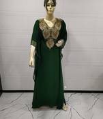 Green Embroidered Georgette Islamic Kaftans