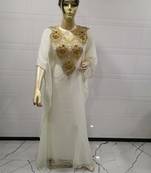 White Embroidered Georgette Islamic Kaftans