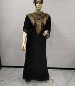Black Embroidered Georgette Islamic Kaftans