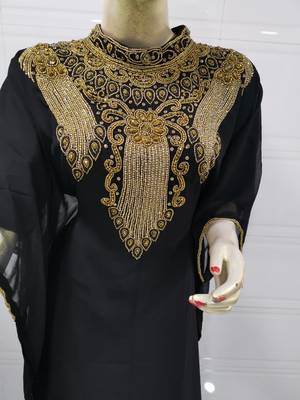 Black Embroidered Georgette Islamic Kaftans 2
