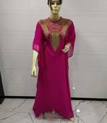 Pink Embroidered Georgette Islamic Kaftans