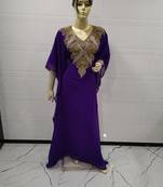 Purple Embroidered Georgette Islamic Kaftans
