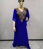 Blue Embroidered Georgette Islamic Kaftans