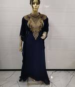 Navy Blue Embroidered Georgette Islamic Kaftans