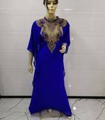 Blue Embroidered Georgette Islamic Kaftans