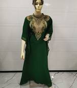 Green Embroidered Georgette Islamic Kaftans