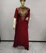 Red Embroidered Georgette Islamic Kaftans