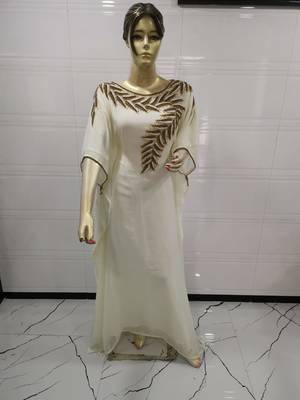 White Embroidered Georgette Islamic Kaftans 1