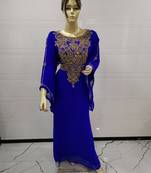Blue Embroidered Georgette Islamic Kaftans