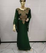 Green Embroidered Georgette Islamic Kaftans