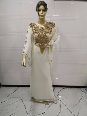 White Embroidered Georgette Islamic Kaftans 1