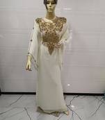 White Embroidered Georgette Islamic Kaftans