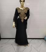 Black Embroidered Georgette Islamic Kaftans