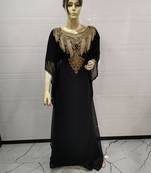 Black Embroidered Georgette Islamic Kaftans