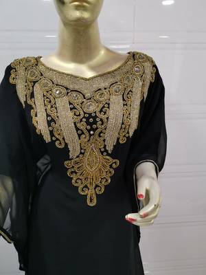 Black Embroidered Georgette Islamic Kaftans 2