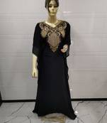 Navy Blue Embroidered Georgette Islamic Kaftans