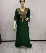 Green Embroidered Georgette Islamic Kaftans