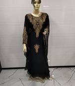 Black Embroidered Georgette Islamic Kaftans