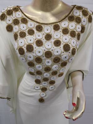 White Embroidered Georgette Islamic Kaftans 2