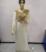 White Embroidered Georgette Islamic Kaftans