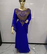 Royal Blue Embroidered Georgette Islamic Kaftans