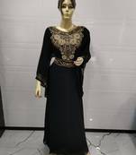 Black Embroidered Georgette Islamic Kaftans