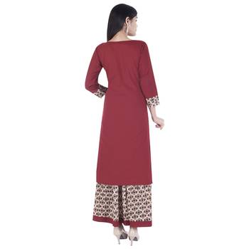 red plain Long Kurta Skirt sets 2