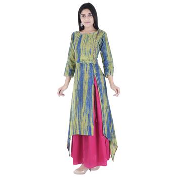 multicolor plain Long Kurta Skirt sets 3
