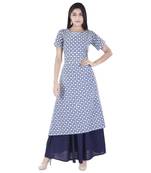 blue plain Long Kurta Skirt sets