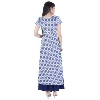 blue plain Long Kurta Skirt sets 2
