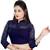 Dancing Girl Navy Blue Lycra Stretchable Readymade Blouse for Women Long Sleeve with Zip