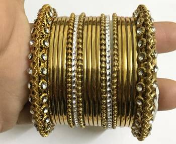Antique Gold Tone Bangles Bracelet Set 1