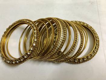 Antique Gold Tone Bangles Bracelet Set 2