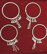 Set Of 4 Silver Tone Charm Bangles Bracelet Set