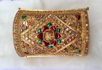 Broad Gold Plated Single Bracelet Kada 1