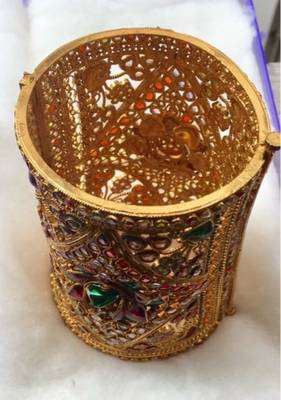 Broad Gold Plated Single Bracelet Kada 2