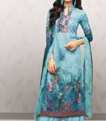 Aqua-blue printed cotton salwar